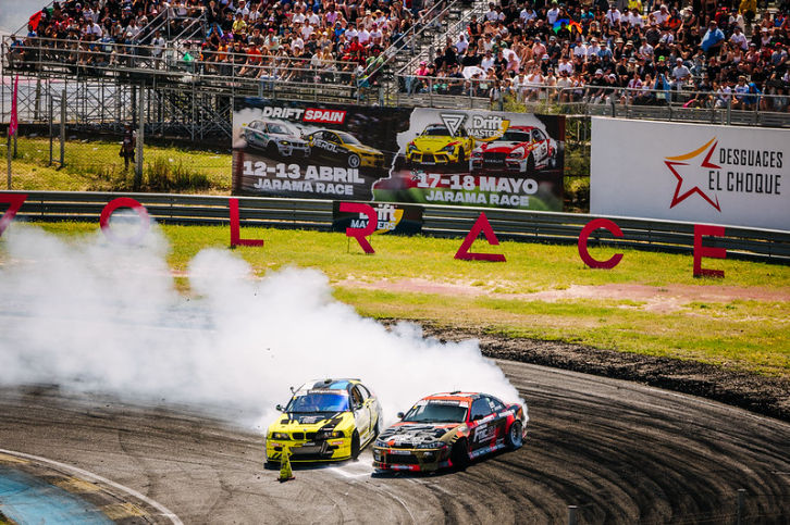 Drift battle at the Jarama circuit, Spain